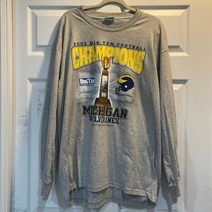 Vintage Y2K 2003 Michigan Wolverines Big Ten Champions Long Sleeve Tee XL